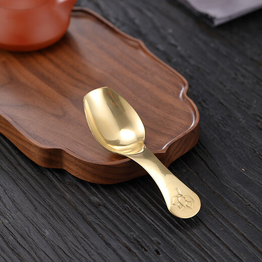 Lulai Juhao high-end brass tea spoon single household tea spoon tea spoon tea making tool tea spoon Kung Fu tea set accessories brass lotus tea spoon