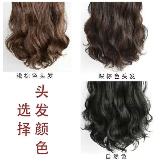 Gu Wenlun's hat with wig for middle-aged and elderly women in autumn and winter with short curly hair, natural hair, fashionable hair cover, gray hat (black brown short curly hair) hair net