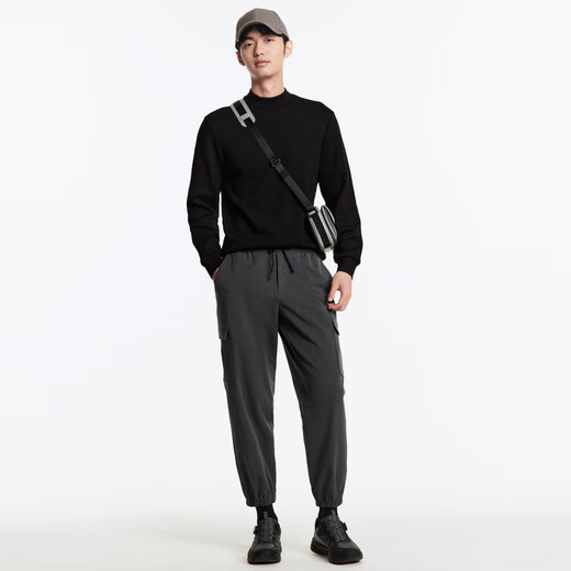 JOEONE half turtleneck solid color long-sleeved T-shirt sweatshirt for men autumn and winter casual cotton blended soft skin-friendly top inner fit slim version + black + TT1DX40227 XL 180/100A(52)