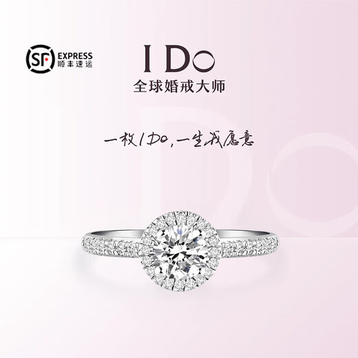 I Do platinum PT950 diamond ring 1 carat classic round diamond ring women's ring wedding ring proposal wedding gift for wife and girlfriend round bag - 1 carat diamond size 19