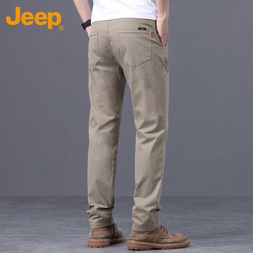 Jeep (JEEP) casual pants men's autumn and winter business loose pants men's trendy straight versatile men's pants khaki 34