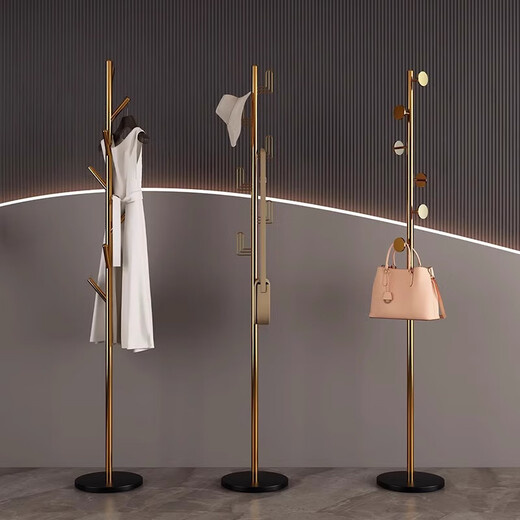 Xinyi Hongyun Light Luxury Iron Coat Rack Bedroom Hanger Floor Standing Vertical Office Hanger Living Room Clothes Rack Bag Rack Tree Branch Style - Mysterious Black - Black Bottom Export Quality