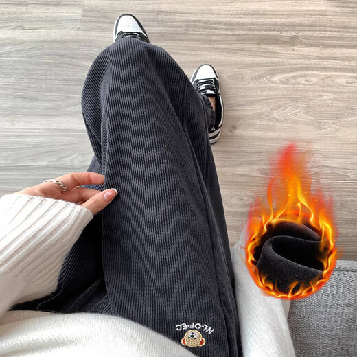 Tiaodegao Maternity Pants, Autumn and Winter Outerwear, Petite Sweatpants, Spring and Autumn Large Size Late Pregnancy Plus Velvet Thickened Tummy Support Pants Maternity Clothes, Dark Gray - Velvet Style - Large Size (115-135 Jin Jin is equal to 0.5 kg)