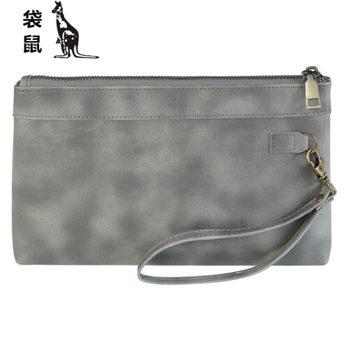 Kangaroo (Kangaroo) Nuevo moda para mujeres Europea europea retro Mano retro sosteniendo el lienzo impermeable Bolsa de inodoro Almacenamiento Cambio de la llave Bolsa Negro 11 pulgadas 255*158*27 mm