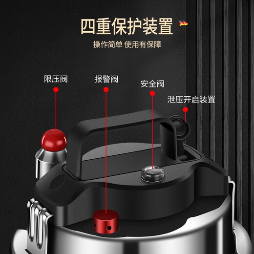 Bomans German Mini Pressure Cooker 304 Stainless Steel Pressure Cooker Small Household Outdoor Gas Induction Cooker Universal All Steel Model (Send Transparent Glass Cover) 19cm 2L