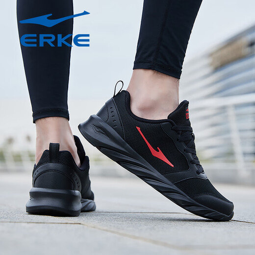 
Hongxing Erke 2025 summer New Year sports shoes men running shoes leather waterproof casual shoes non-slip light mesh shoes men black/big red 3291 [leather mesh] 41