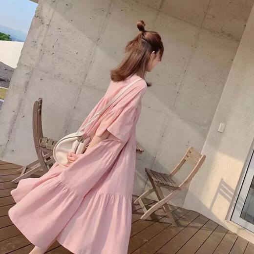 Yanting Eagle maternity dress summer long skirt Korean style European and American style summer hot mom fashion maternity dress women pink XL