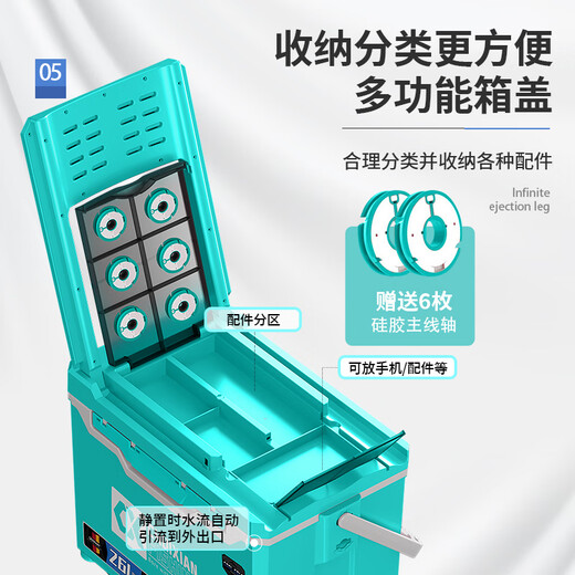 2025 new 718 full set of seatable fishing boxes multi-function ultra-light and super hard corner accessories 26L 26L 718 backrest model blue [Package 5]