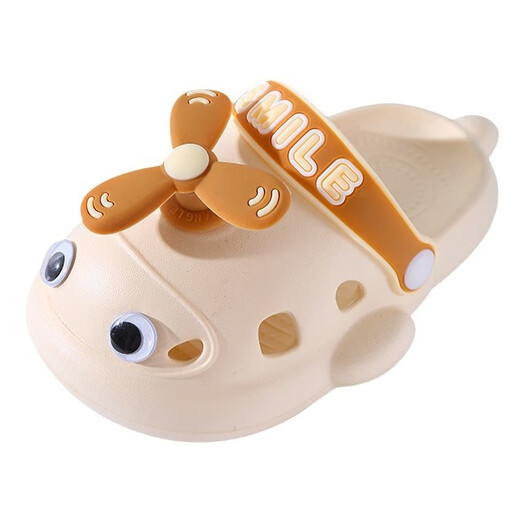 Xier Children's slippers Hole shoes Summer soft-bottomed men and girls live home baby sandals, babe heads, anti-slip beach cave shoes slippers [beige 30-31]