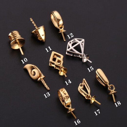 Mengpao 18k gold pendant holder diy necklace pearl pendant empty holder accessories single beeswax variety of plain gold inlaid 18K 18K yellow 4 rabbit heads