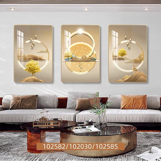 耀世佳画客厅装饰画现代简约沙发背景墙石来运转挂画轻奢墙壁高档三联壁画 JD13578 35*50/35*50/35*50 质感油画布pvc金边
