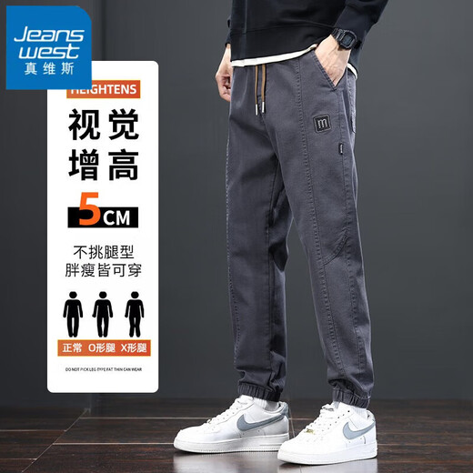 真维斯（Jeanswest）休闲裤男夏季新款宽松工装束脚男裤潮牌简约薄款百搭哈伦裤子男士 802灰色 L