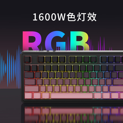 黑爵（AJAZZ）AK870PLUS三模热插拔机械键盘 Gasket结构五层填充全键热插拔RGB下灯位电竞游戏高颜值TTC烈焰红V2 渐变侧刻粉-飞鱼轴-4000mAh三模无屏