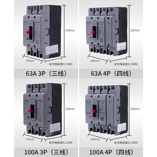 DELIXI elektrischer Kunststoffgehäuse-Leistungsschalter CDM3 Luftschalter dreiphasig 3p Luftschalter 3P 63A