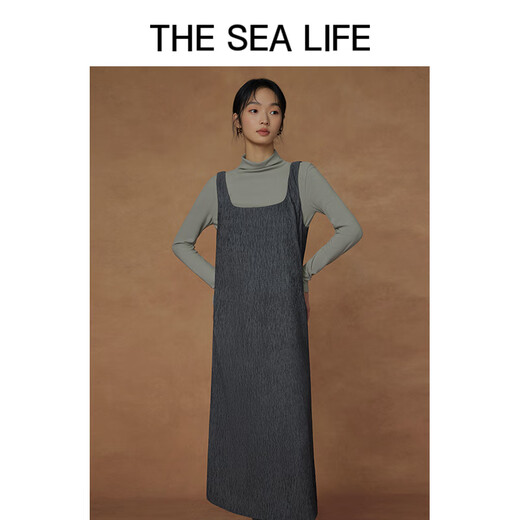 THE SEA LIFE欧海一生 连衣裙女24秋季柔软垂顺舒适优雅大方背心连衣裙C12211 苜蓿灰 M