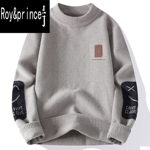 Prince Roy / Roy / Prince Sweater Men's Round Coul Plus Velvet Tapover Base Shirt Trendy Brand Brand Sweater Veste Men's's Pull R691 Gris foncé plus Velvet XL (environ 125-140 Jin [Jin est égal à 0,5 kg] peut être usé)