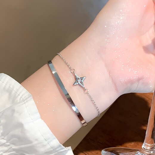 KZD Old Phoenix 999 Silver Bracelet Girls Star Bracelet Bracelet Light Luxury Niche Exquisite Bracelet Feeling Bracelet Star Can Double Layer Bracelet-s925 Silver