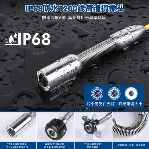 SYANSPAN High Definition Visual Industrial Pipe Endoscope Sewer Camera Detection Detector Pipe Wall Pile Detector Charger (Single Charger Be Careful) Glass Fiber Cable 20 Meters Long