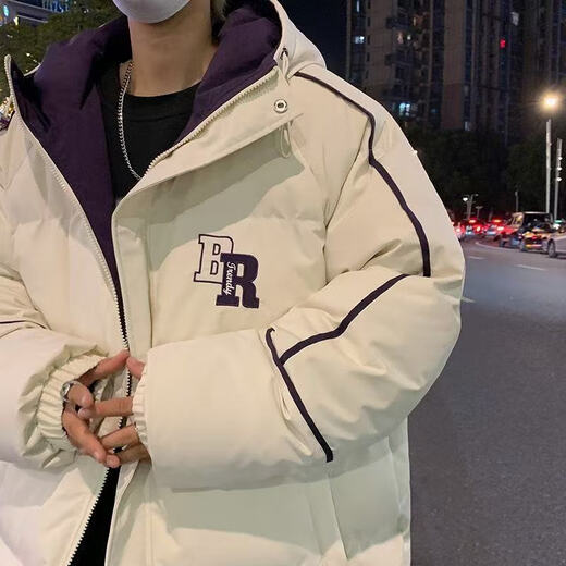
Kuozhe hooded cotton jacket men's jacket men's spring and autumn and winter thickened cotton jacket men's fashion feather bread velvet jacket cotton jacket men's apricot XL (175) (115-130Jin[Jin equals 0.5 kg])