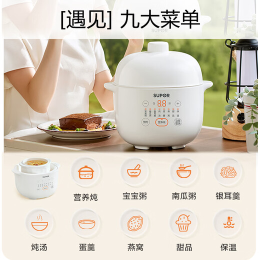 SUPOR electric stew pot, electric stew pot, bird's nest stew, baby food supplement, baby porridge pot 1L compact capacity, mini porridge pot, soup pot, water-proof stewing DZ10YC882