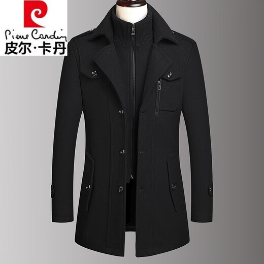 Pierre Cardin high-end winter new product middle-aged men's woolen coat jacket casual middle-aged and elderly woolen jacket dad's outfit gray 185 recommended 146-160Jin Jin equals 0.5 kg