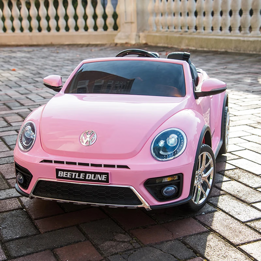 Cool Sun Volkswagen Beetle children's remote control car can sit on baby electric car children's car pink soft wheel