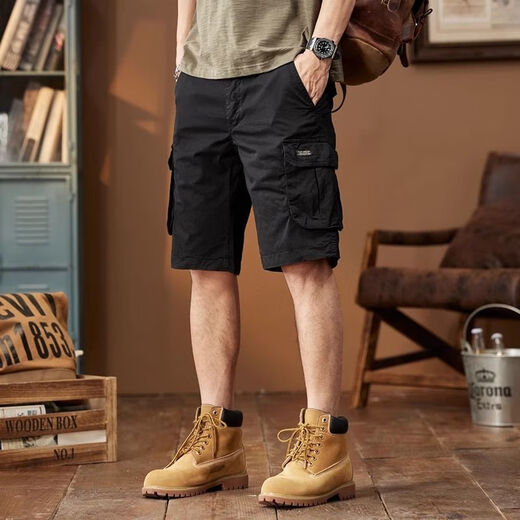 Lingkaqi American Retro Trendy Brand Tooling Shorts für Männer losen 2024 Sommer Neues Mehrfach-T-Fünf-Punkte-Hosen Casual Mid-Pant