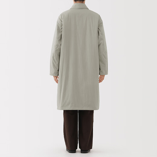 MUJI Men's Stand Collar Coat Windbreaker Jacket Long Sleeve Men's 25 Years Winter Cotton Clothes AD0XKA5A Light Silver Gray S (165/84A)