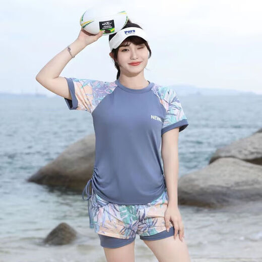 督型（DUXING）泳衣女2025新款游泳衣女款保守大码胖微胖女孩泡温泉分体泳装 6167黑配灰 M 建议80-95斤