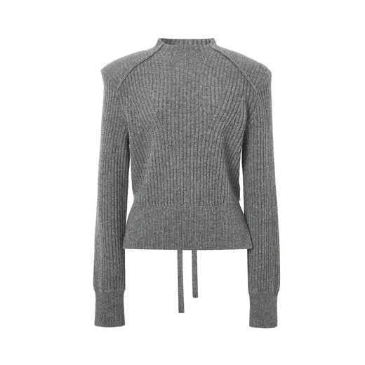 Enos Eshi shopping mall same style 2025 winter new style 100% sheep wool half turtleneck sweater for women 41018005 smoke gray L