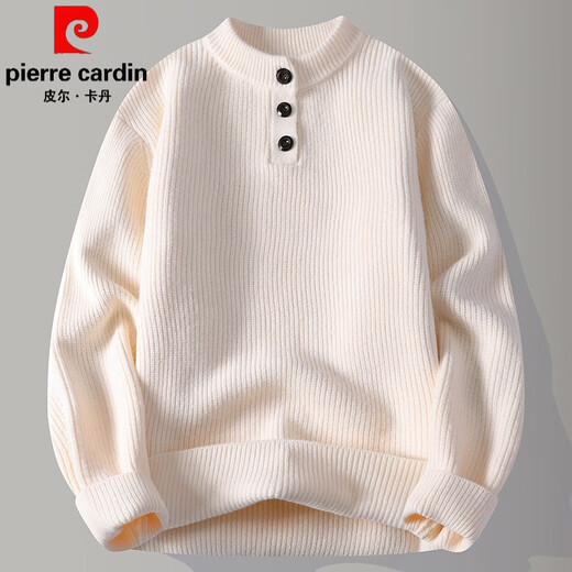 Pierre Cardin Henry collar sweater men's solid color casual bottoming sweater sweater autumn and winter new round neck sweater 9683 beige M 90-110Jin Jin equals 0.5 kg