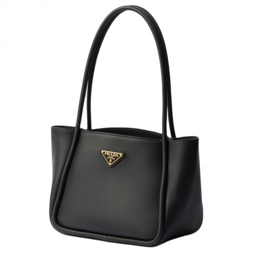 PRADA Enamel Metal Triangle Logo Magnetic Closure Grained Leather Shoulder Handbag Mini Women's Black Basic Pack (Bag + Dust Bag)