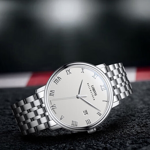 Lobinni Watch Herren Mechanical Watch Herren Uhr Vollautomatisch importierte Bewegung Ultradünn wasserdichte Schweizer Stil Top Ten Marken Herren Uhr 12033-Ghost in der Schale White Stahlgürtel Leder-Gurt Gravur