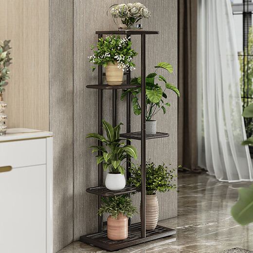 Solno Blumenständer mehrschichtige Klappboden im Innenhause Balkon dekorativen Blumenständer Schmiedeeisen Wohnzimmer Innenhof Einfaches Sukkulpfmittel Rack Weiß H916 (6 Töpfe verbesserte Version)