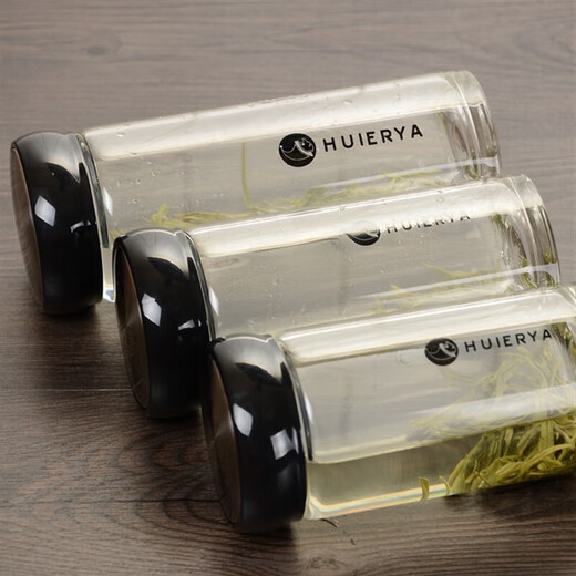Yile Shuhuierya glass cup Huierya single/double-layer glass cup large brewed tea cup tea jar with lid office leak male single layer 983 340ml