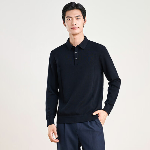 Hengyuanxiang Peasted Pure Cardigan Men's Autumn and Winter Color sólido Camiseta de manga larga suéter casual suéter para hombres azul marino 2xl /185 /100a