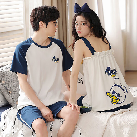 
From the heart pure cotton couple pajamas for women in summer short-sleeved home clothes for men in summer Korean style casual home clothes set O 9906 XL women [high 165-170 weight 120-140Jin [Jin equals 0.5 kg]]