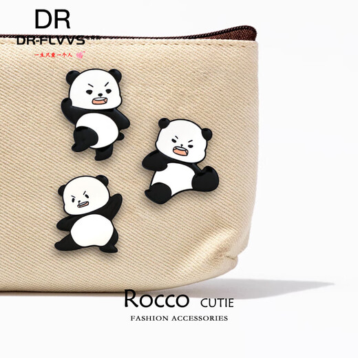 Panda brooch, Chinese style national treasure, cute plush pin, metal badge, bag, clothing accessories, panda bamboo chain