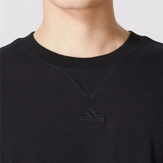 adidas\阿迪达斯短袖T恤男装 2024夏新款运动服跑步棉质舒适圆领休闲上衣半袖T恤 黑色/IC9793/棉质透气 S/175/92A