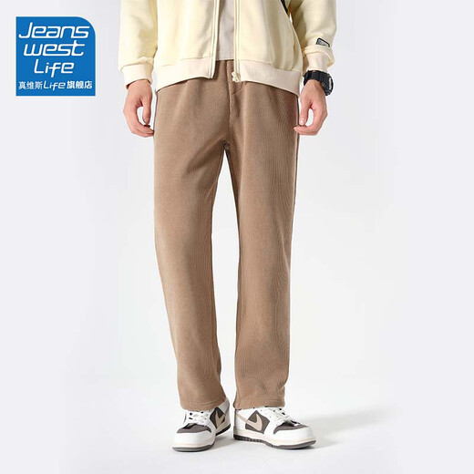 JEANSWEST LIFE JEANSWEST American casual pants for men in autumn and winter plus velvet and thickened chenille trendy trousers for men straight pants