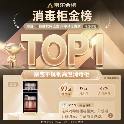 Canbo disinfection cabinet household stainless steel small vertical two-star high temperature tableware milk bottle double door 80L three-layer storage disinfection cupboard national subsidy XDZ80-D1