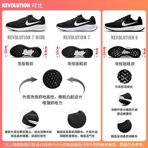 耐克NIKE跑步鞋男缓震透气REVOLUTION 6运动鞋DC3728-003黑白42