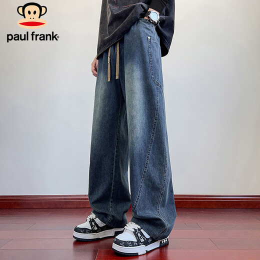 Paul Frank Jeans Men's Autumn American Scimitar Pants Men's Loose Casual Pants Men's Pants Wide Leg Pants Gray Blue XL