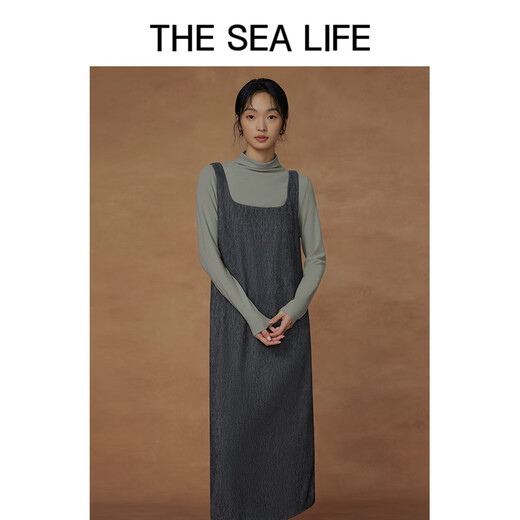 THE SEA LIFE欧海一生 连衣裙女24秋季柔软垂顺舒适优雅大方背心连衣裙C12211 苜蓿灰 M