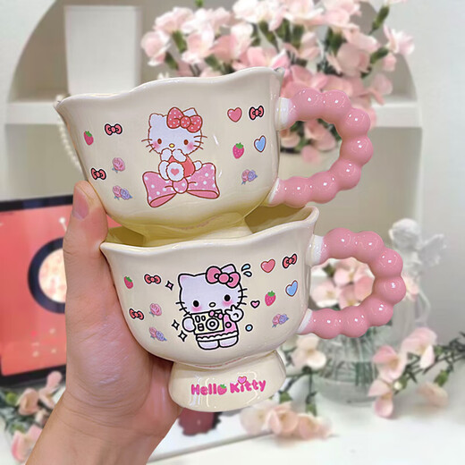HelloKitty Hello Kitty Mug Ceramic High-Looking Home Drinking Cup Valentine's Day Gift for Girlfriend Red Goblet-Puppet Kitty Single Cup