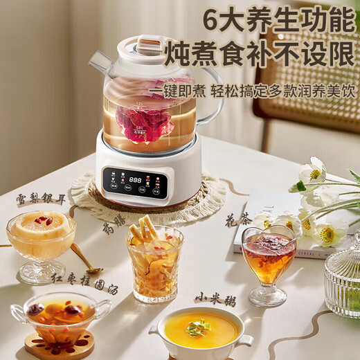 Health kettle with heat preservation integrated, fully automatic constant temperature tea kettle, all-glass hot water kettle, tea kettle, large capacity, stewing, all-in-one, multi-functional household small upgrade model - with tea leakage (pure glass health kettle) 1.2L