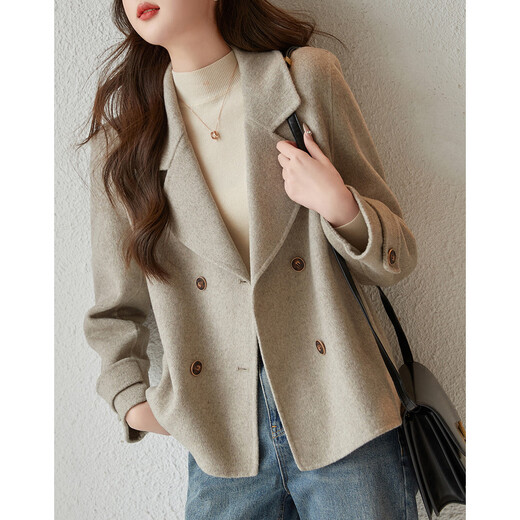 Demana double-sided wool reputation king new winter commuter sheep wool Korean style lapel simple style jacket women's short top