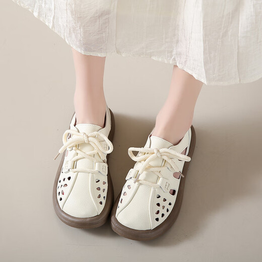 Sandalias de mujeres Lingli para mujeres 2025 Nuevo verano Madas de balas transpirables Mujeres embarazadas Usa bolsas y sandalias de falda zapatos de agujero 689 metros blancos 41