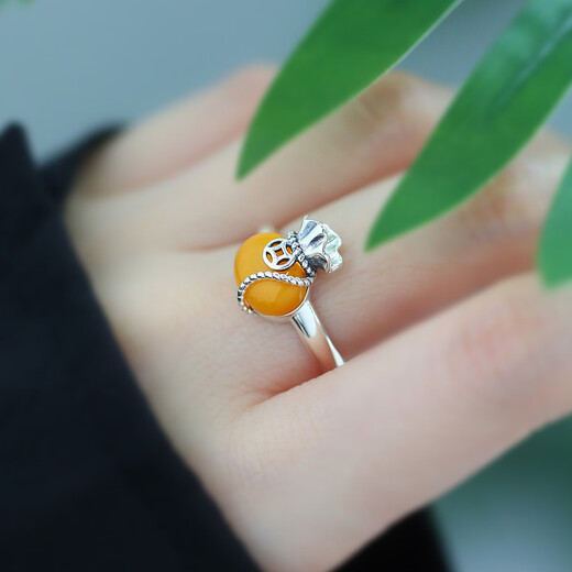 BOIGO925 Silver Beeswax Ring Women's Fashion Simple Women's Purse Open Ring New Chinese Style National Style Ring