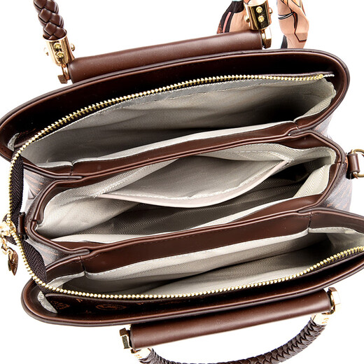 Kangaroo Kara brand genuine leather bag 2025 new Valentine's Day gift for wife, leather handbag, middle-aged crossbody bag for women, brown (gift box + handbag)